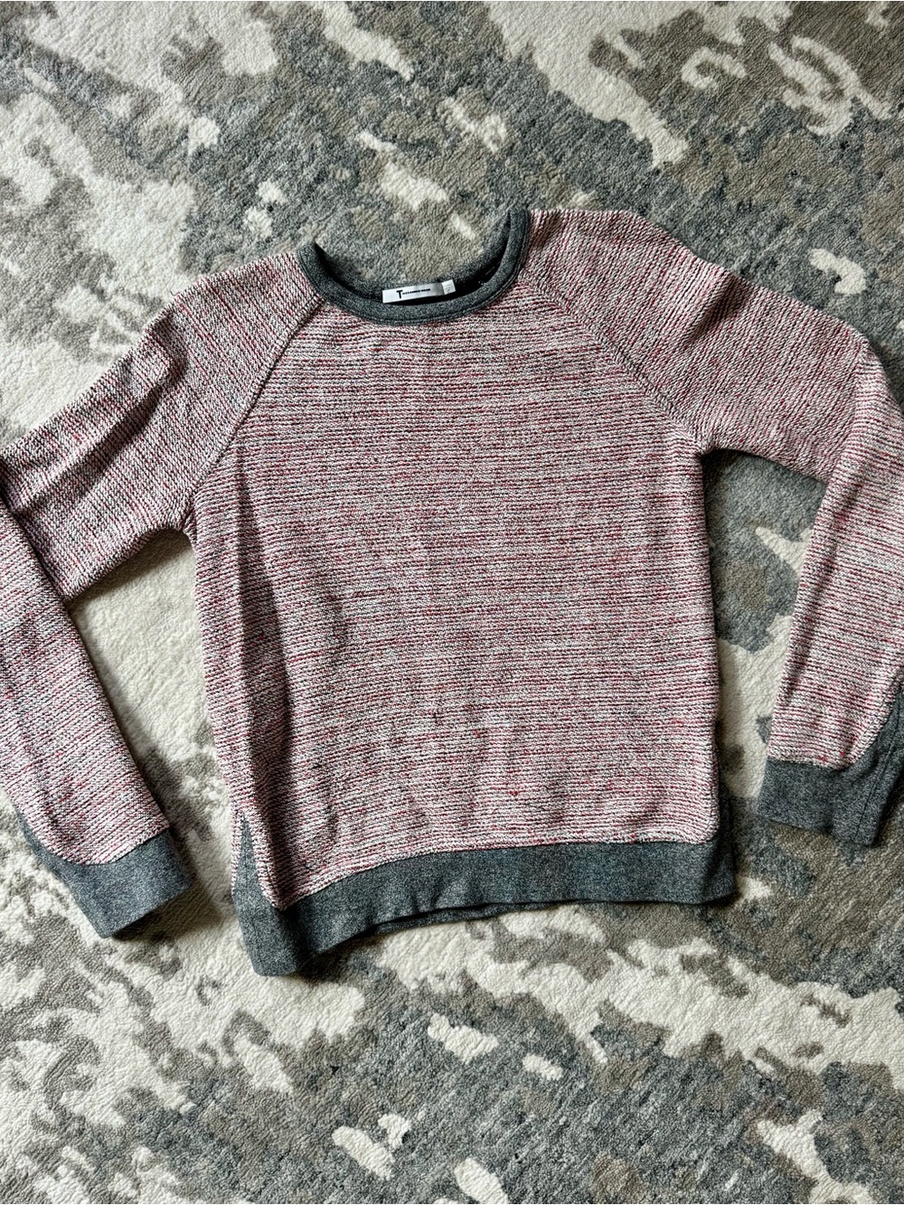 Alexander Wang Women’s Heathered Maroon Crewneck Sweater with Gray Trim